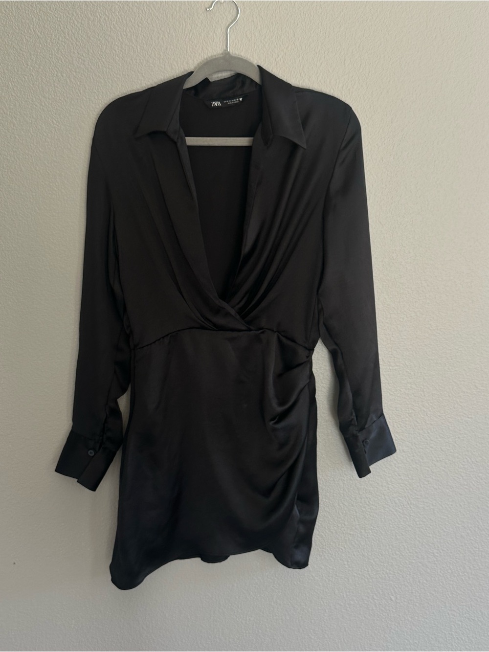 Zara Black Satin Shirt-Blouse